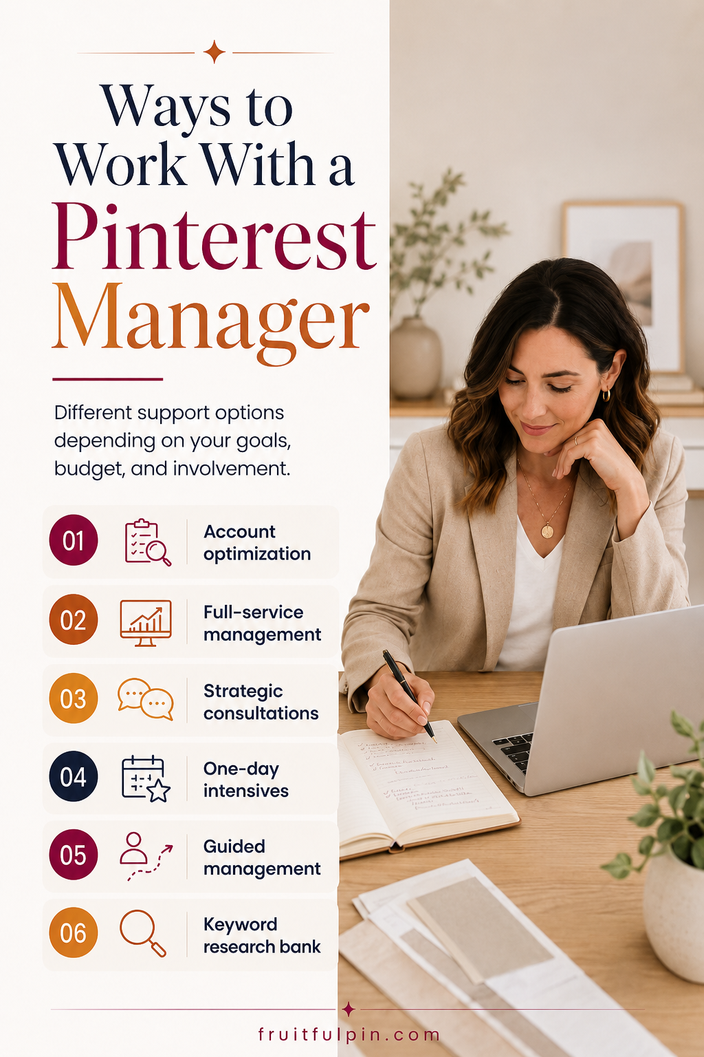Fruitful Pin graphic explaining why to hire a Pinterest manager